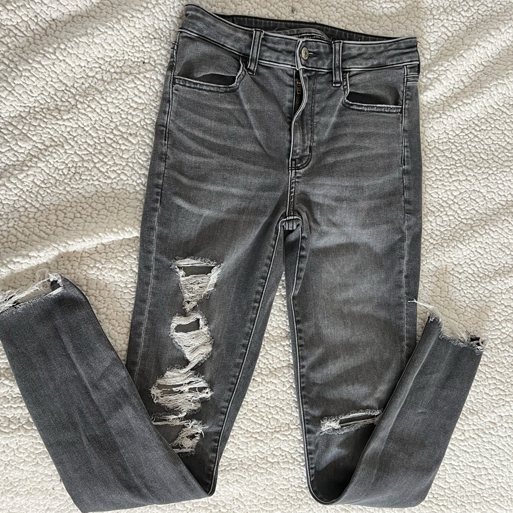 American Eagle Grey-Wash Ripped Jeans